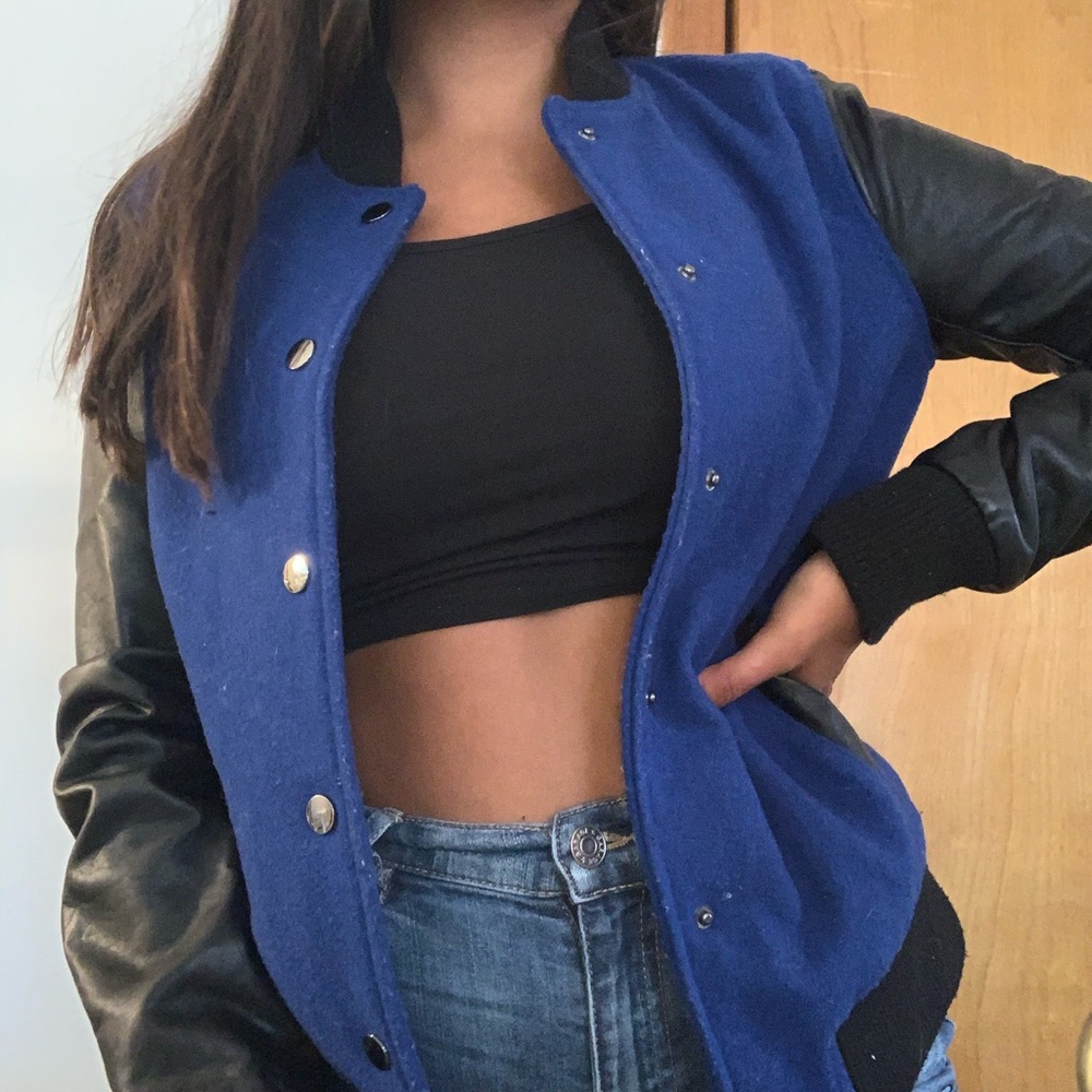 Leather bomber jacket
